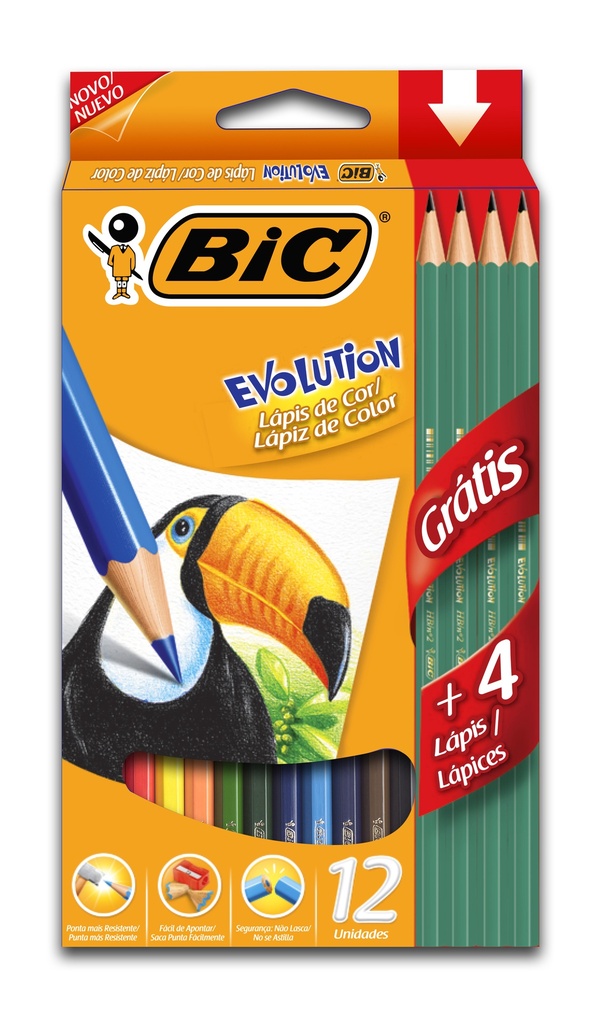 PINTURITAS BIC EVOLUTION X12 + 4GRAFITOS