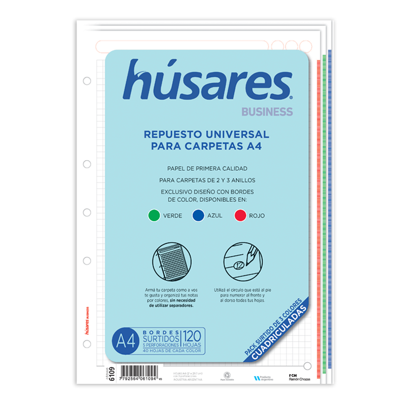 REPUESTO HUSARES A4 X120H CUADRICULADO BORDE SURT