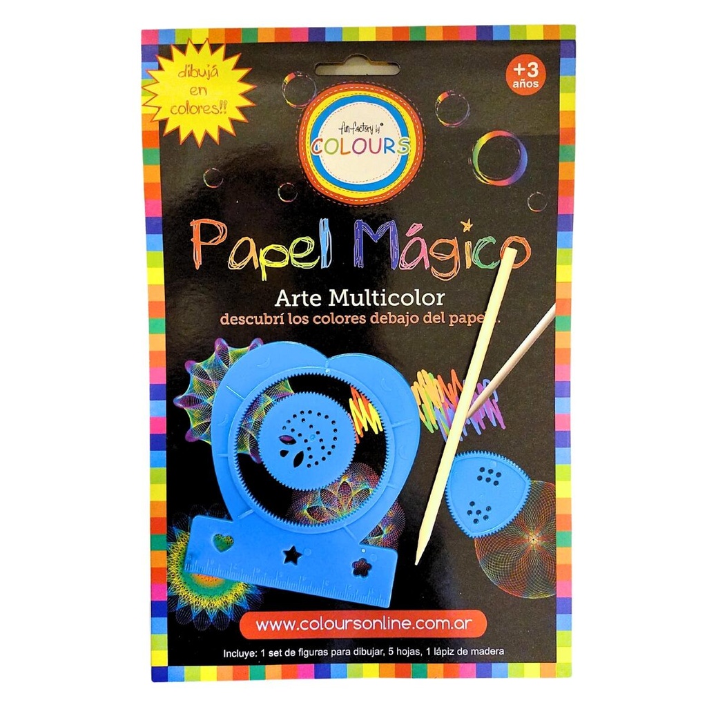 PAPEL MAGICO 5 HOJAS + SET FIGURAS PARA DIBUJAR