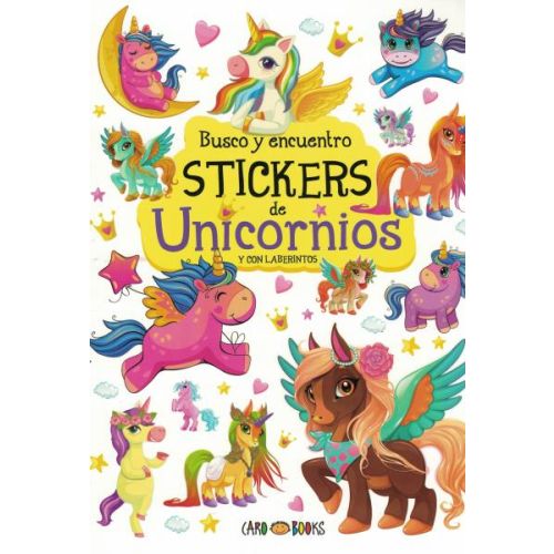 LIBRO BUSCO Y ENCUENTRO STICKERS DE UNICORNIOS