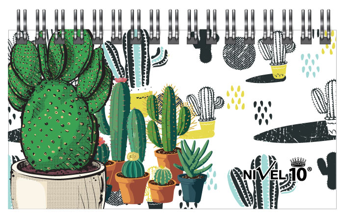 AGENDA NIVEL 10 POWER LINEA CACTUS C/ELASTICO