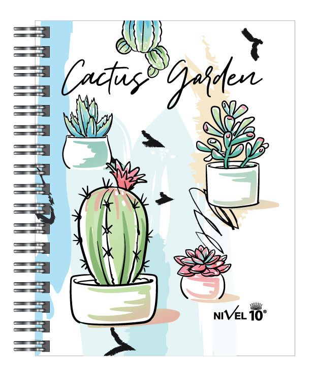 AGENDA NIVEL 10 TOP ESPIRALADA CACTUS C/ELASTICO