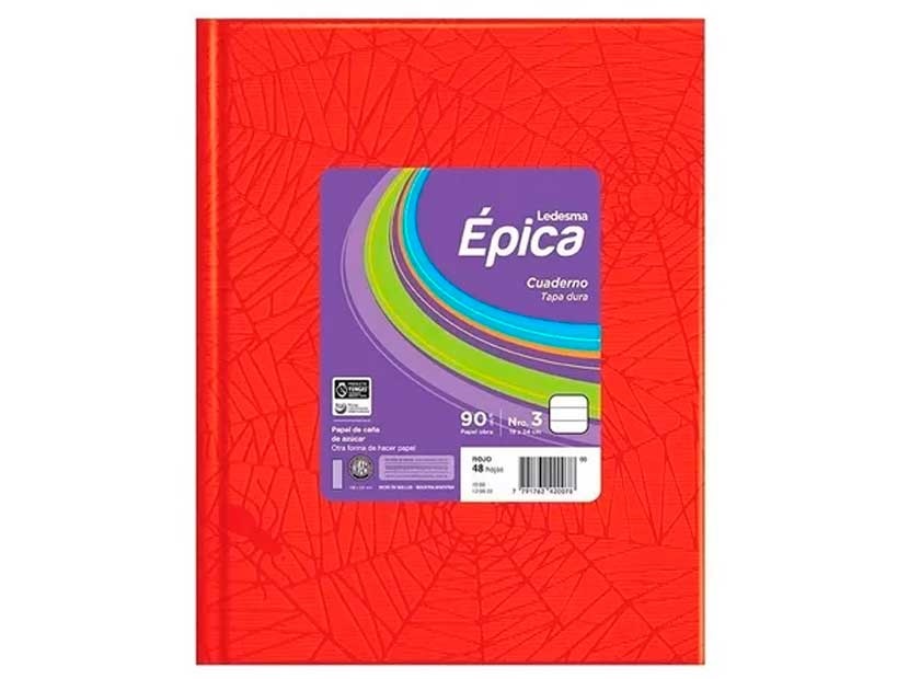 CUADERNO LEDESMA EPICA Nº3 T/D ARAÑA 48H ROJO RAYADO