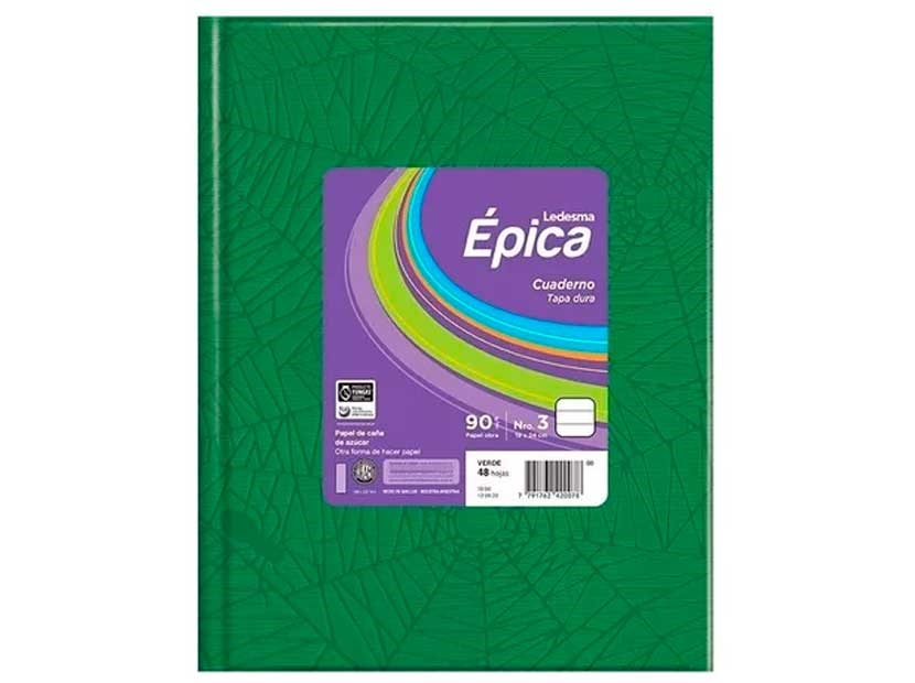 CUADERNO LEDESMA EPICA Nº3 T/D ARAÑA 48H VERDE RAYADO