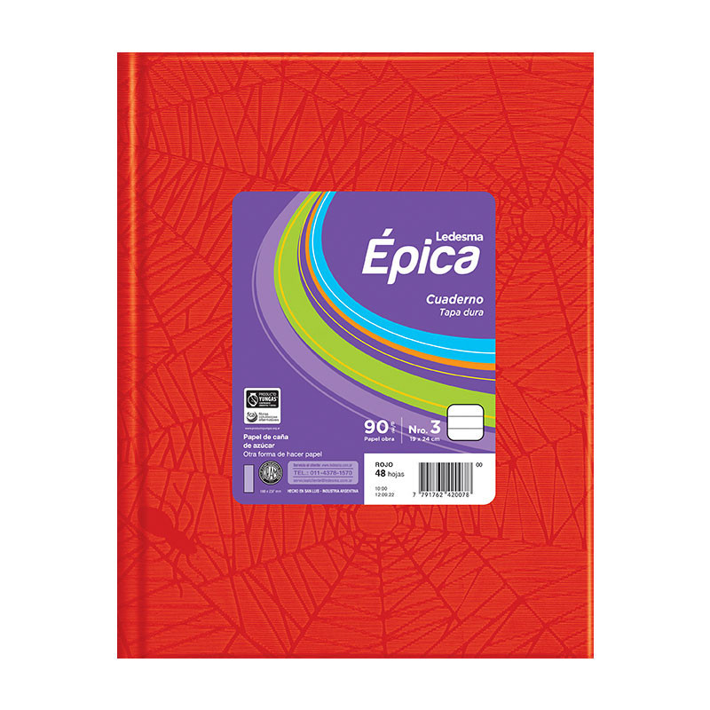 CUADERNO LEDESMA EPICA Nº3 T/D ARAÑA 100H ROJO RAYADO