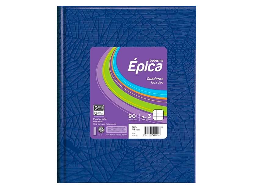 CUADERNO LEDESMA EPICA Nº3 T/D ARAÑA 48H AZUL CUADRICULADO