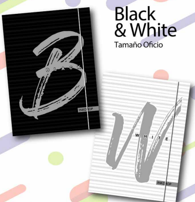 CARPETA 3 SOLAPAS OFICIO INKDROP BLACK Y WHITE