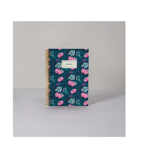 CUADERNO FERA 16X21 ANILLADO FLORES AZULES 96H RAYADO