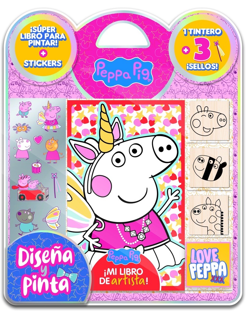 SET VERTICE DISEÑA Y PINTA PEPPA PIG C/SELLOS