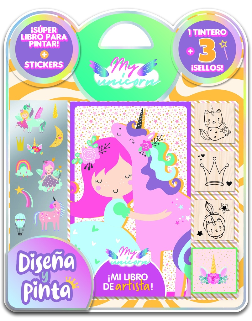 SET VERTICE DISEÑA Y PINTA MY UNICORN C/SELLOS