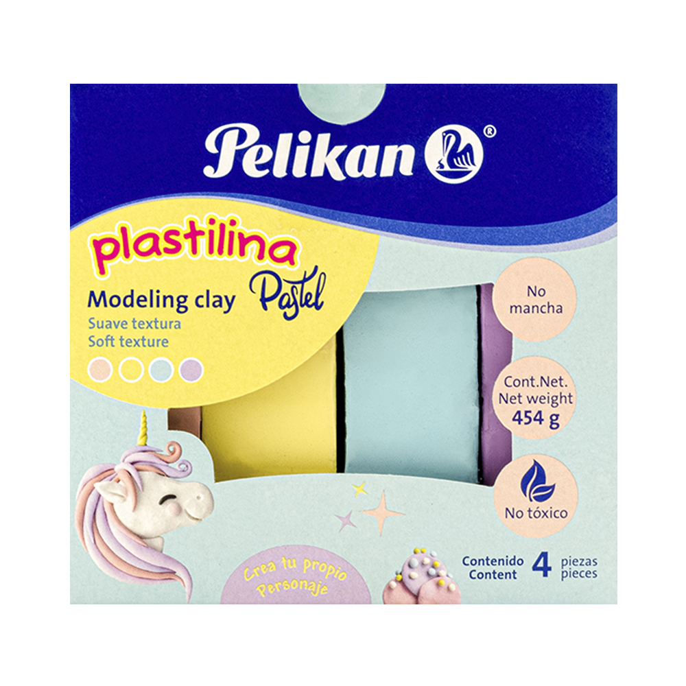 PLASTILINA PELIKAN PASTEL SURTIDO X 4