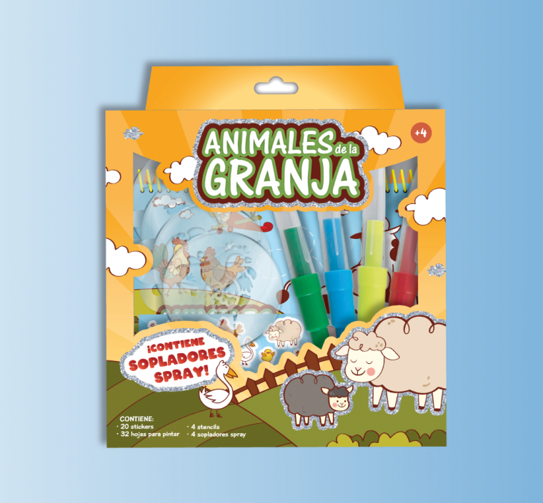 SET 87 PINTAR SOPLANDO ANIMALES DE LA GRANJA