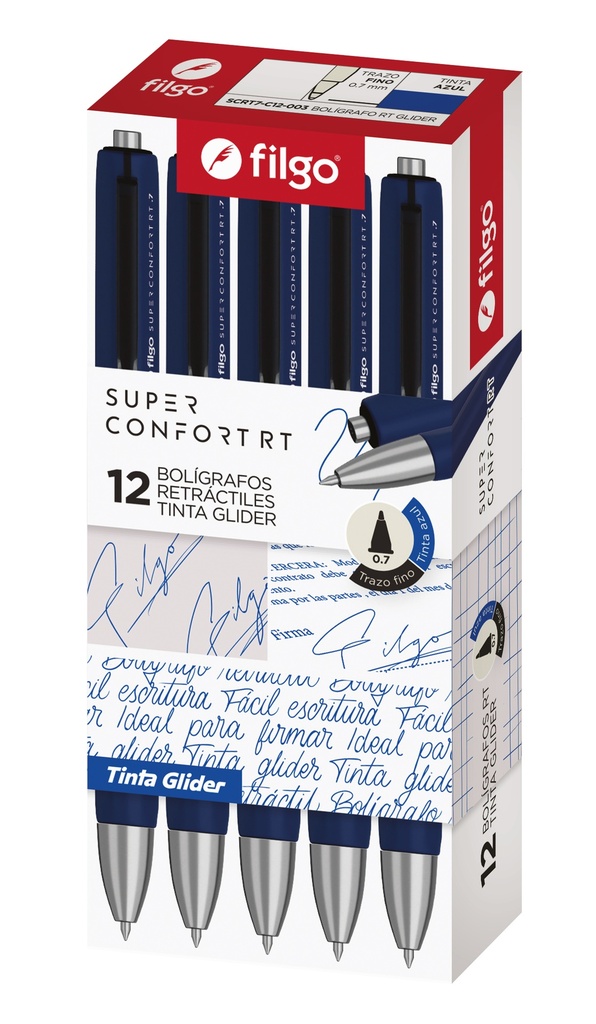 BOLIGRAFO FILGO GLIDER SUPER CONFORT RT 0.7 X12 AZUL