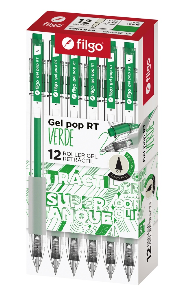 BOLIGRAFO FILGO GEL POP RT X12 VERDE