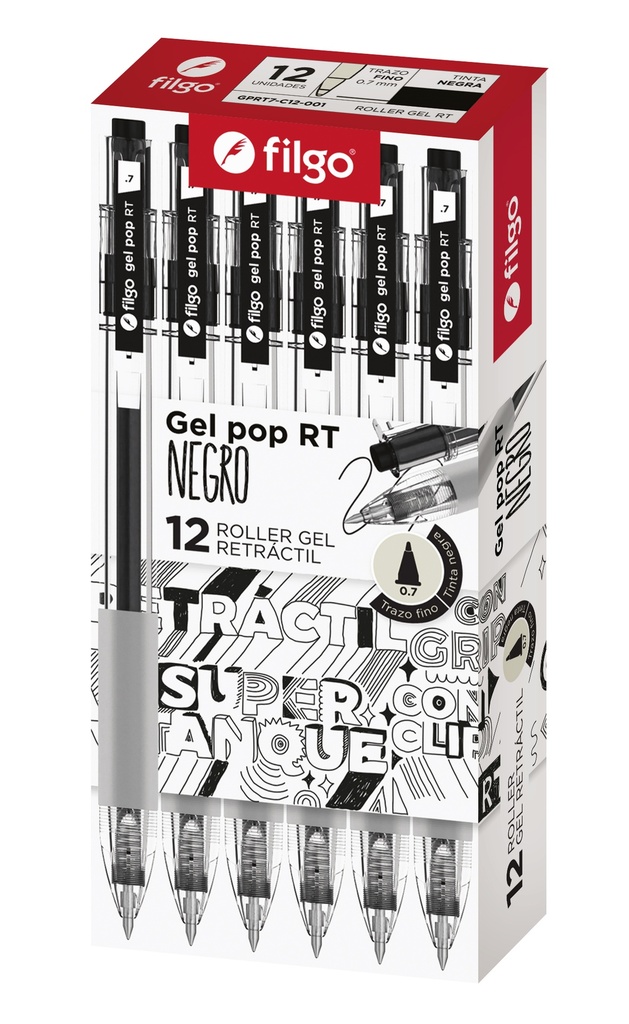 BOLIGRAFO FILGO GEL POP RT X12 NEGRO