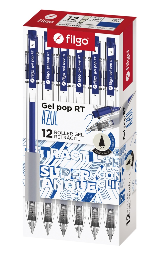 BOLIGRAFO FILGO GEL POP RT X12 AZUL