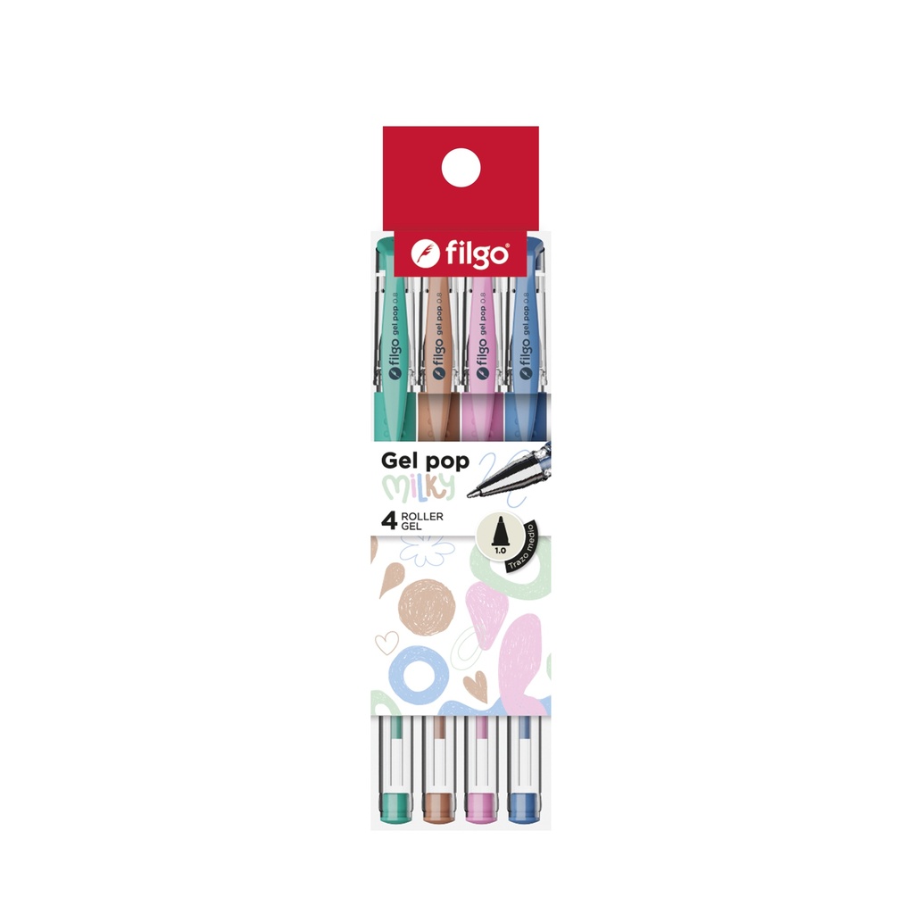 BOLIGRAFO FILGO GEL POP ROLLER GEL X4 MILKY