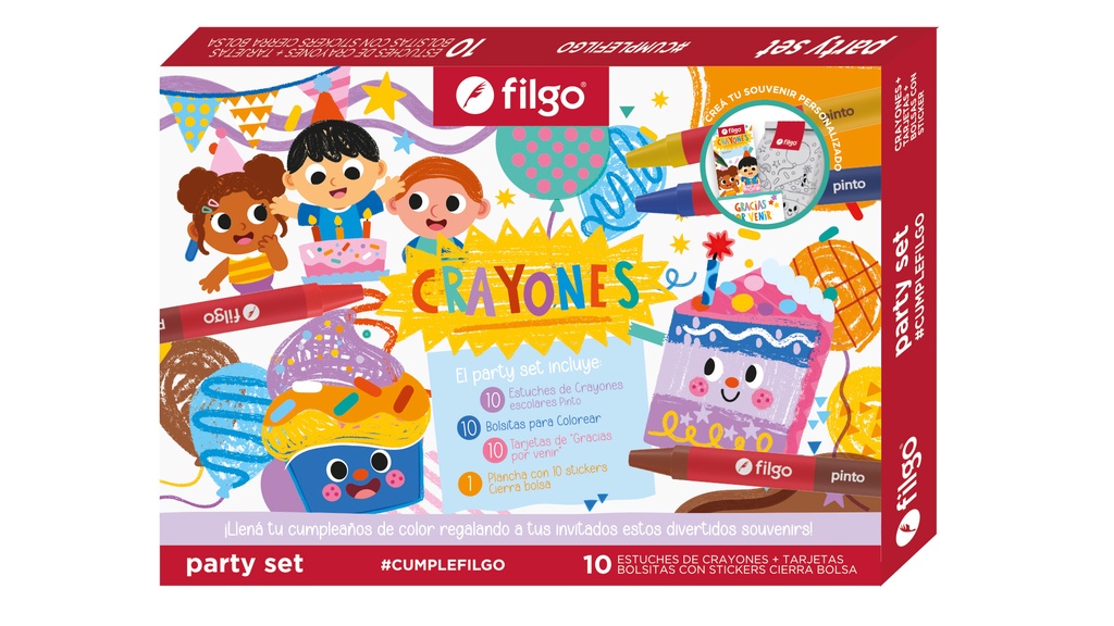 SET FILGO PARTY CRAYONES X10