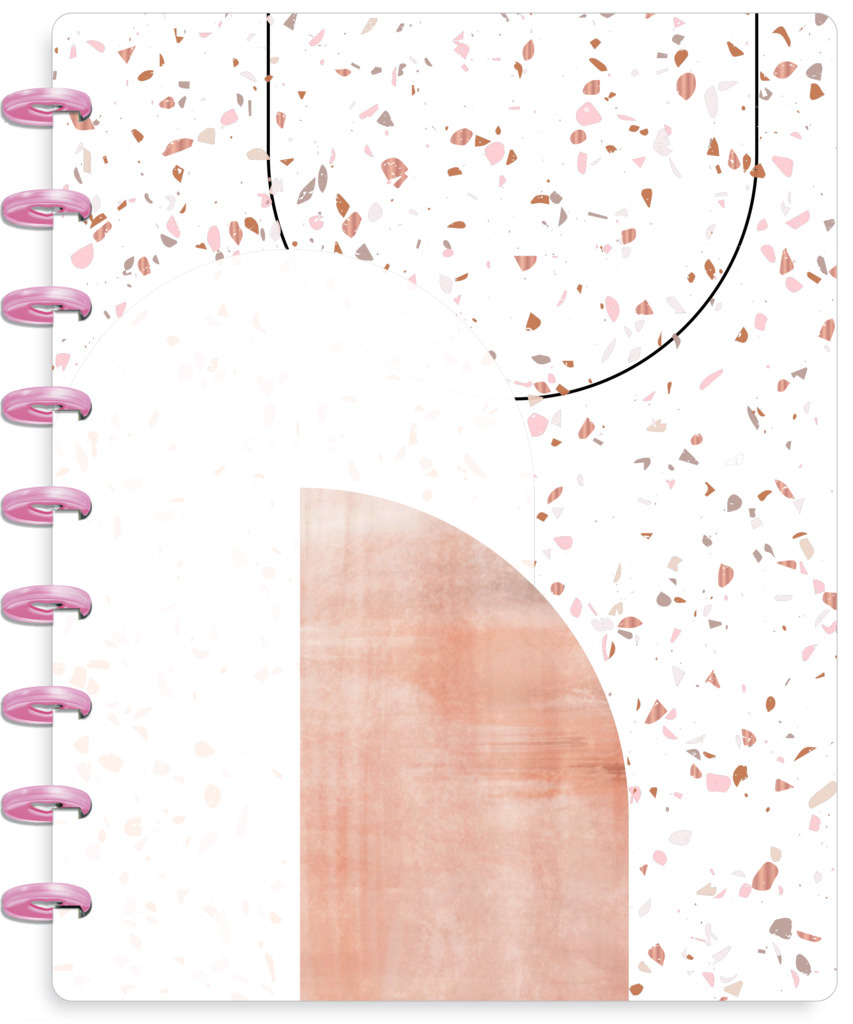 CUADERNO HAPPY NOTES PIEDRA ROSA 17X23CM RAYADO PUNTEADO C/DISCOS