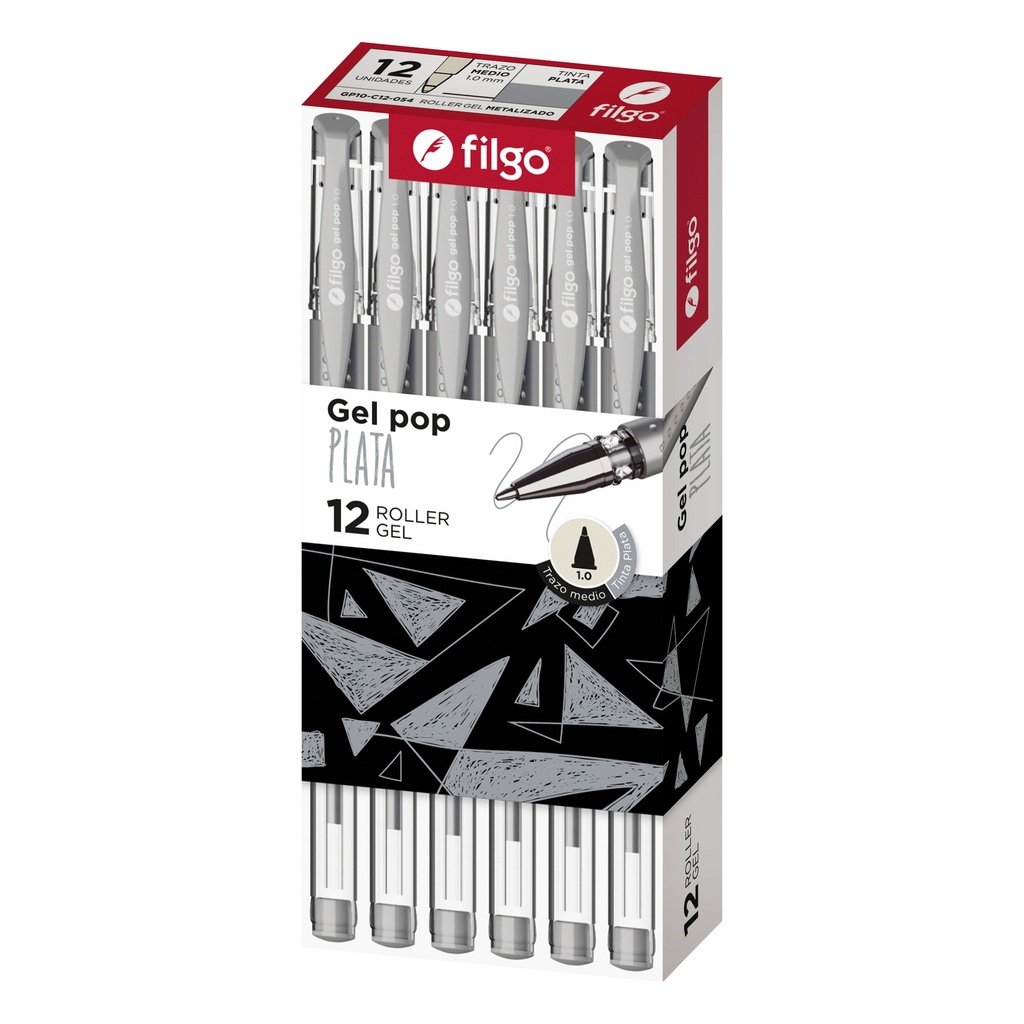 BOLIGRAFO FILGO GEL POP ROLLER GEL X12 PLATA