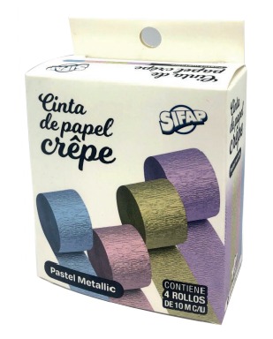 CINTA DE PAPEL CREPE SIFAP X4 PASTEL METALLIC