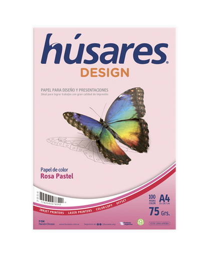 [7854] RESMA HUSARES DESIGN A4 75G X100H ROSA