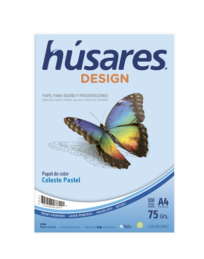 [7851] RESMA HUSARES DESIGN A4 75G X100H CELESTE