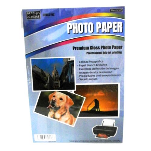 [16508] PAPEL FOTOGRAFICO GLOSSY DOBLE FAZ 120G A4 X20