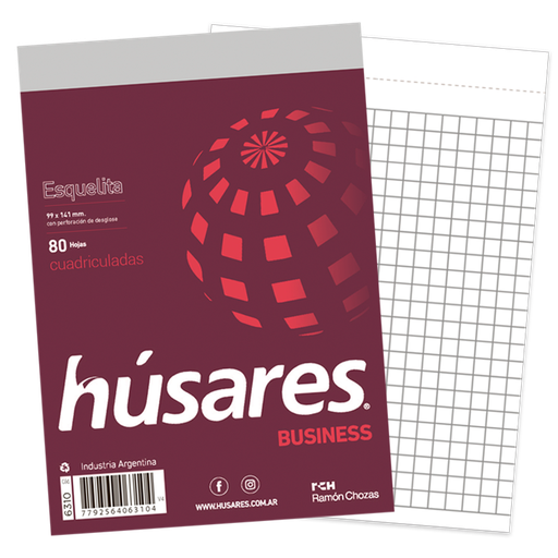 [6310] BLOCK HUSARES ESQUELITA BUSINESS X80H CUADRICULADO