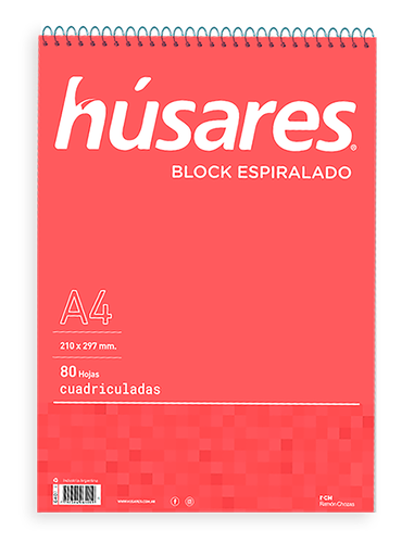 [6401] BLOCK HUSARES A4 ESPIRALADO X80H CUADRICULADO