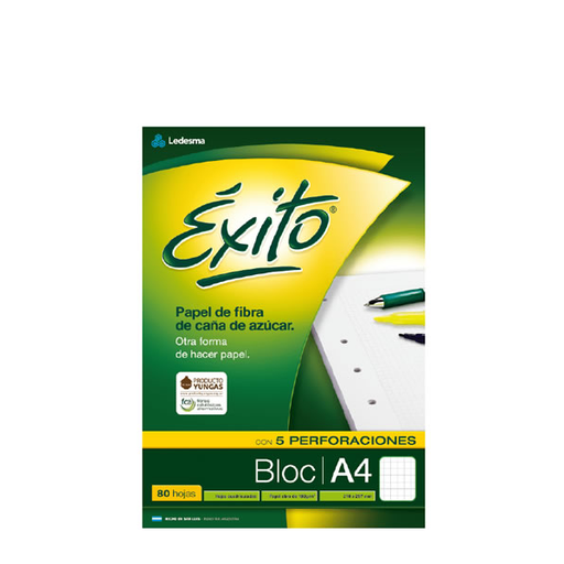 [102902] BLOCK EXITO A4 PEGADO X80H CUADRICULADO