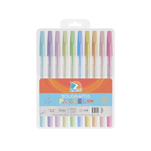 [213010-10] BOLIGRAFO EZCO PASTEL X10