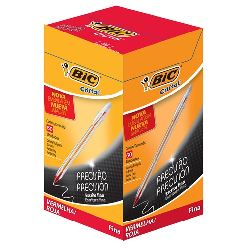 [886650] BOLIGRAFO BIC CRISTAL 0.8 T/FINO X50 ROJO PRECISION