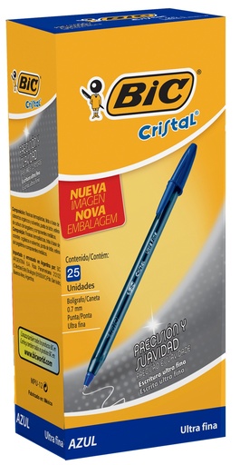 [902488] BOLIGRAFO BIC CRISTAL 0.7 X25 AZUL PRECISION Y SUAVIDAD