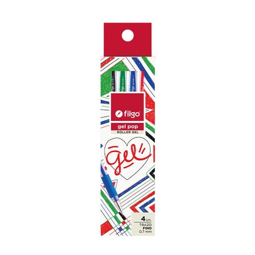 [GP7-E4-CLA] BOLIGRAFO FILGO GEL POP ROLLER GEL X4 CLASICO