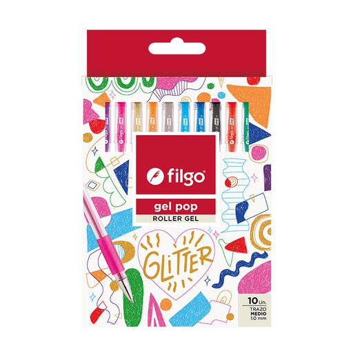 [GP10-E10-GLI] BOLIGRAFO FILGO GEL POP ROLLER GEL X10 GLITTER