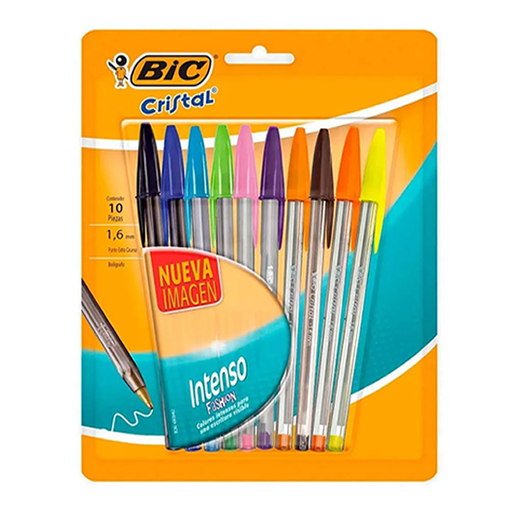 [9778761] BOLIGRAFO BIC CRISTAL 1.6 X10 CLAS+FASH SURTIDOS