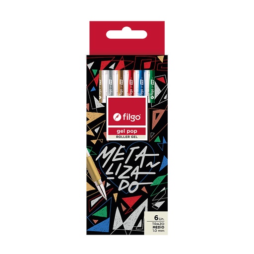 [GP10-E6-MET] BOLIGRAFO FILGO GEL POP ROLLER GEL X6 METALIZADO