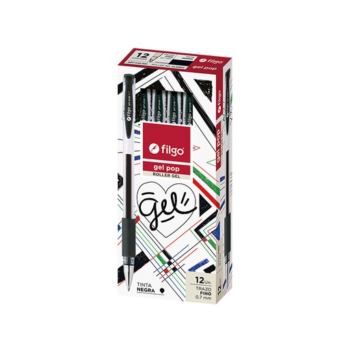 [GP7-C12-001] BOLIGRAFO FILGO GEL POP ROLLER GEL X12 NEGRO