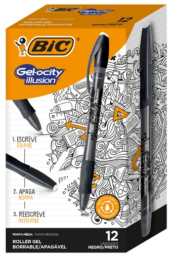 [969747] BOLIGRAFO BIC GELOCITY BORRABLE X12 NEGRO