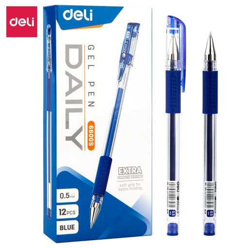 [6600S-BL] BOLIGRAFO DELI DAILY GEL 0.5MM X12 AZUL