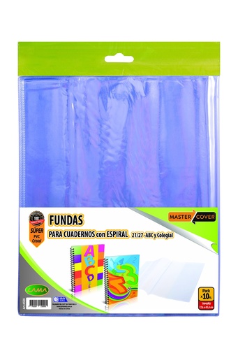 [4528] FUNDA PVC LAMA P/CUADERNO 21X27 ABC X10