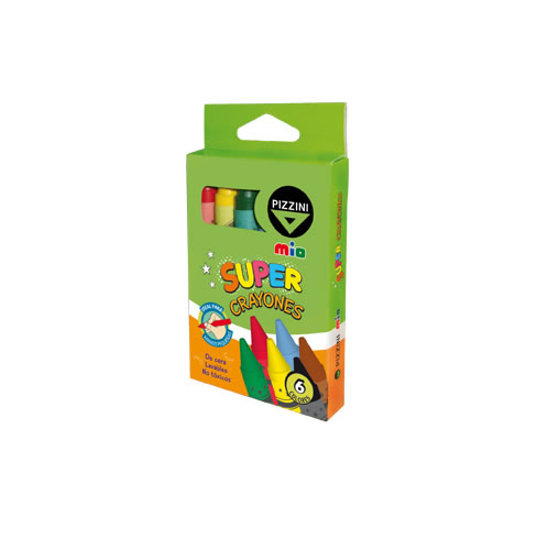 [9206] CRAYONES PIZZINI SUPER MIO LAVABLES X6