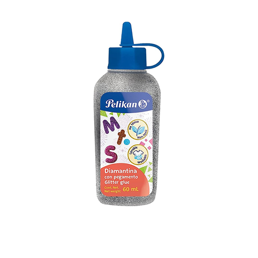 [800127] PEGAMENTO PELIKAN GLITTER 60ML PLATA