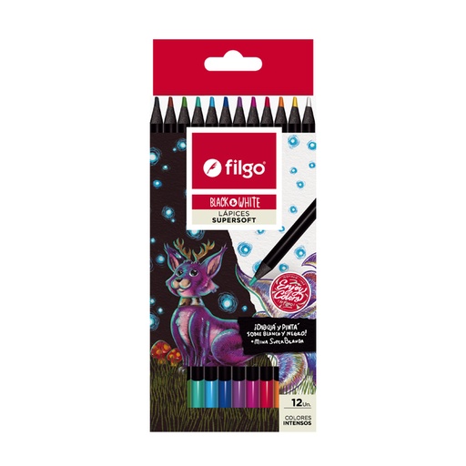 [PN501-E12-SUR] PINTURITAS FILGO X12 LARGAS BLACK & WHITE