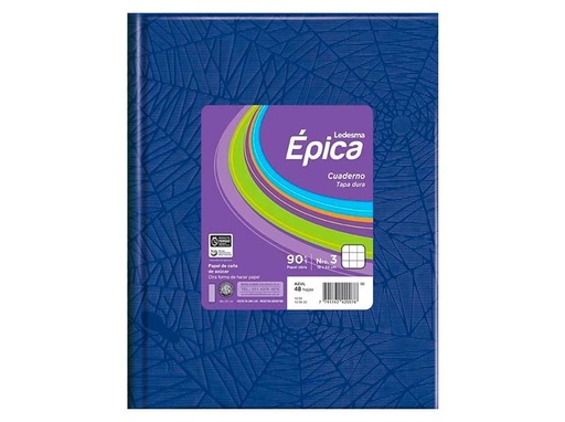 [105860] CUADERNO LEDESMA EPICA Nº3 T/D ARAÑA 48H AZUL CUADRICULADO