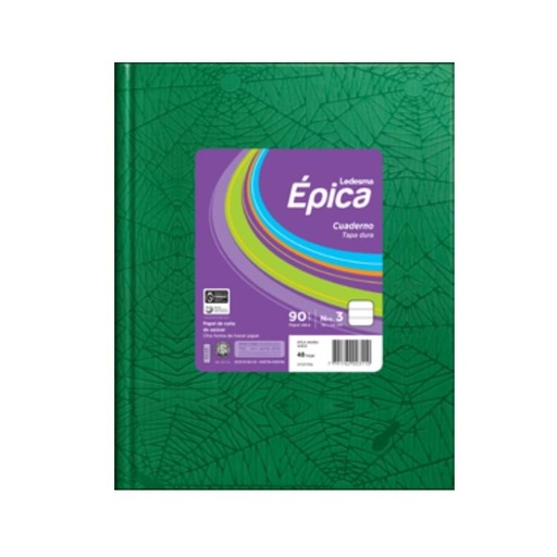 [105859] CUADERNO LEDESMA EPICA Nº3 T/D ARAÑA 100H VERDE RAYADO