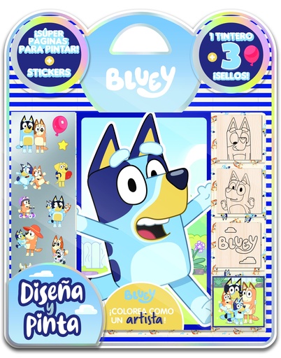 [5999] SET VERTICE DISEÑA Y PINTA BLUEY C/SELLOS