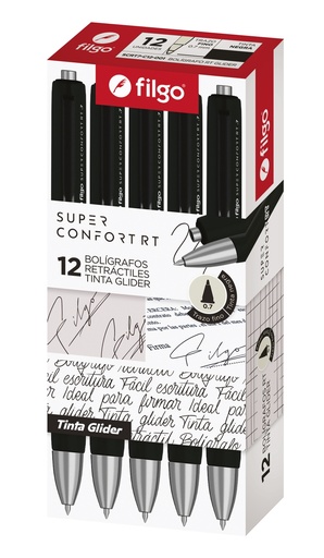 [SCRT7-C12-001] BOLIGRAFO FILGO GLIDER SUPER CONFORT RT 0.7 X12 NEGRO