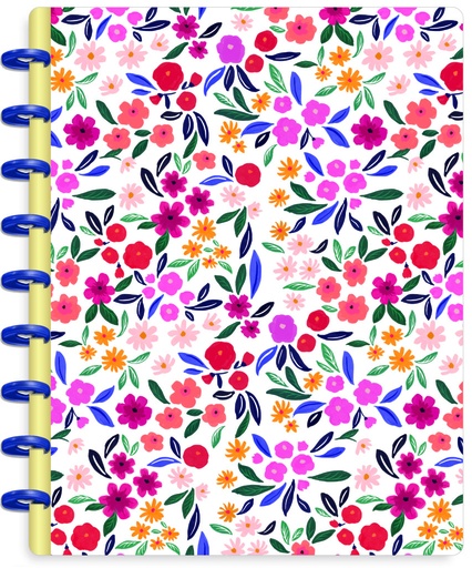 [NPC-127] CUADERNO HAPPY NOTES FLORES 17X23CM RAYADO PUNTEADO C/DISCOS